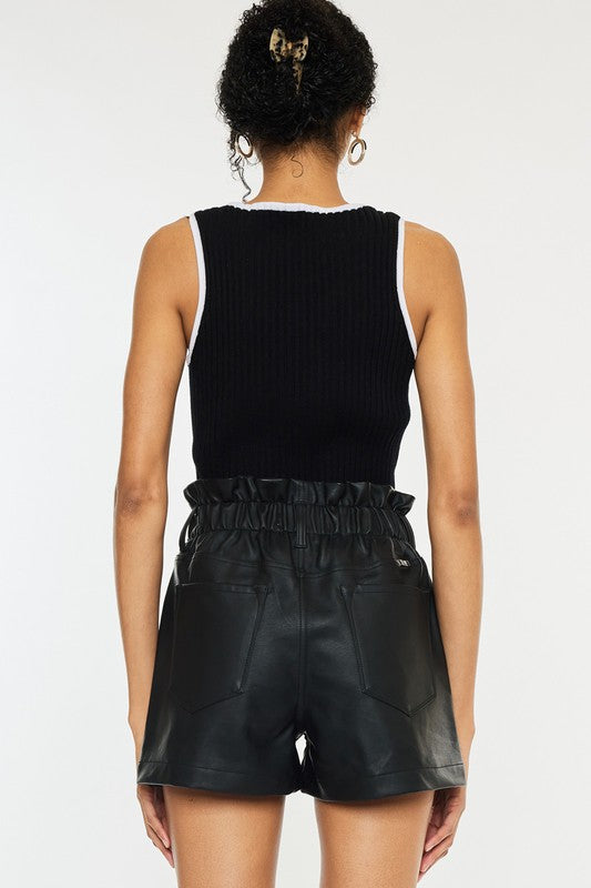 Faux Leather Paperbag Waist Shorts