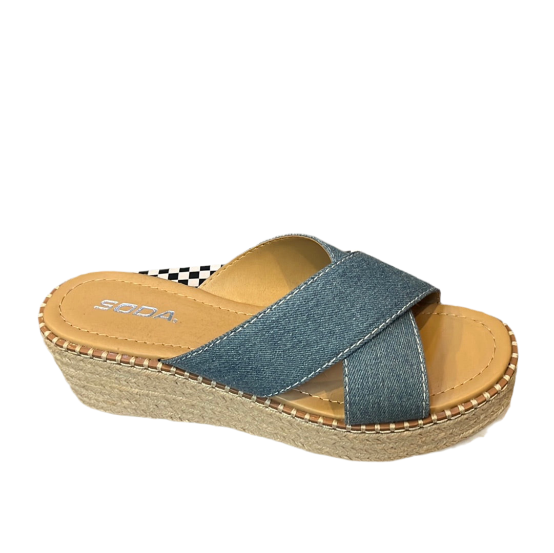Blue Denim Wedge Sandal