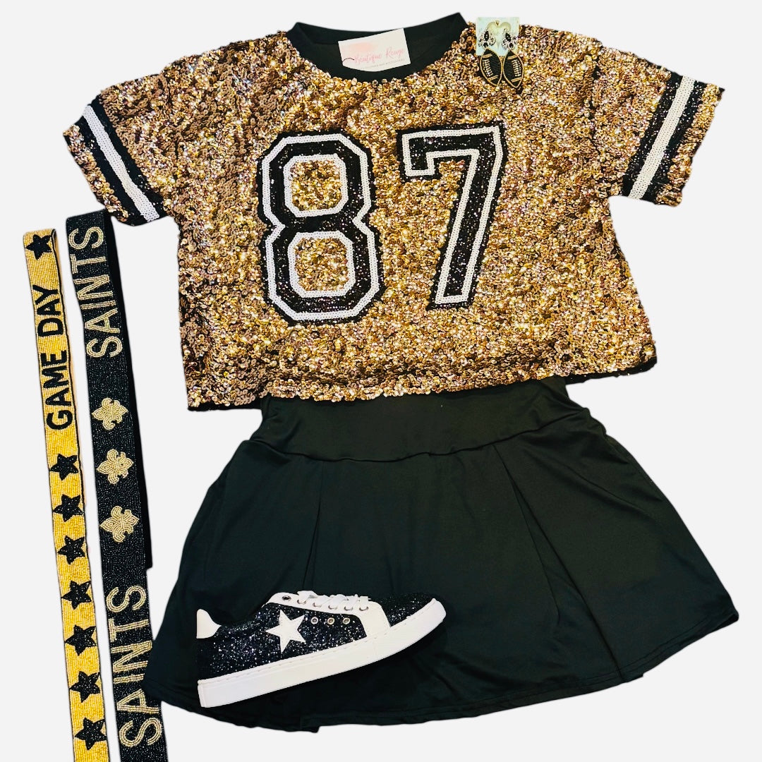 Sequin Saints Game Day Crop
