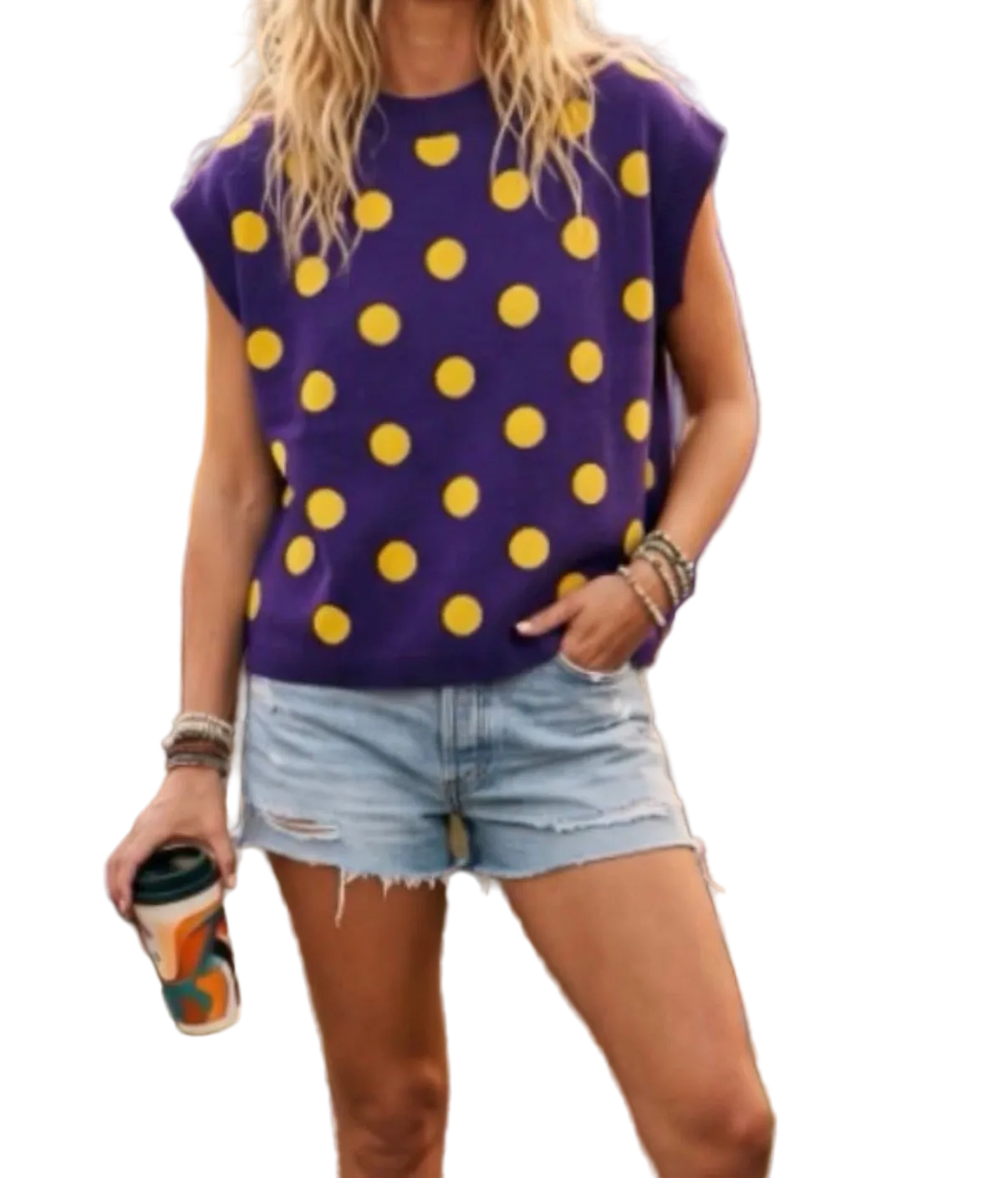 Gameday Polka Dot Sleeveless Knit Top