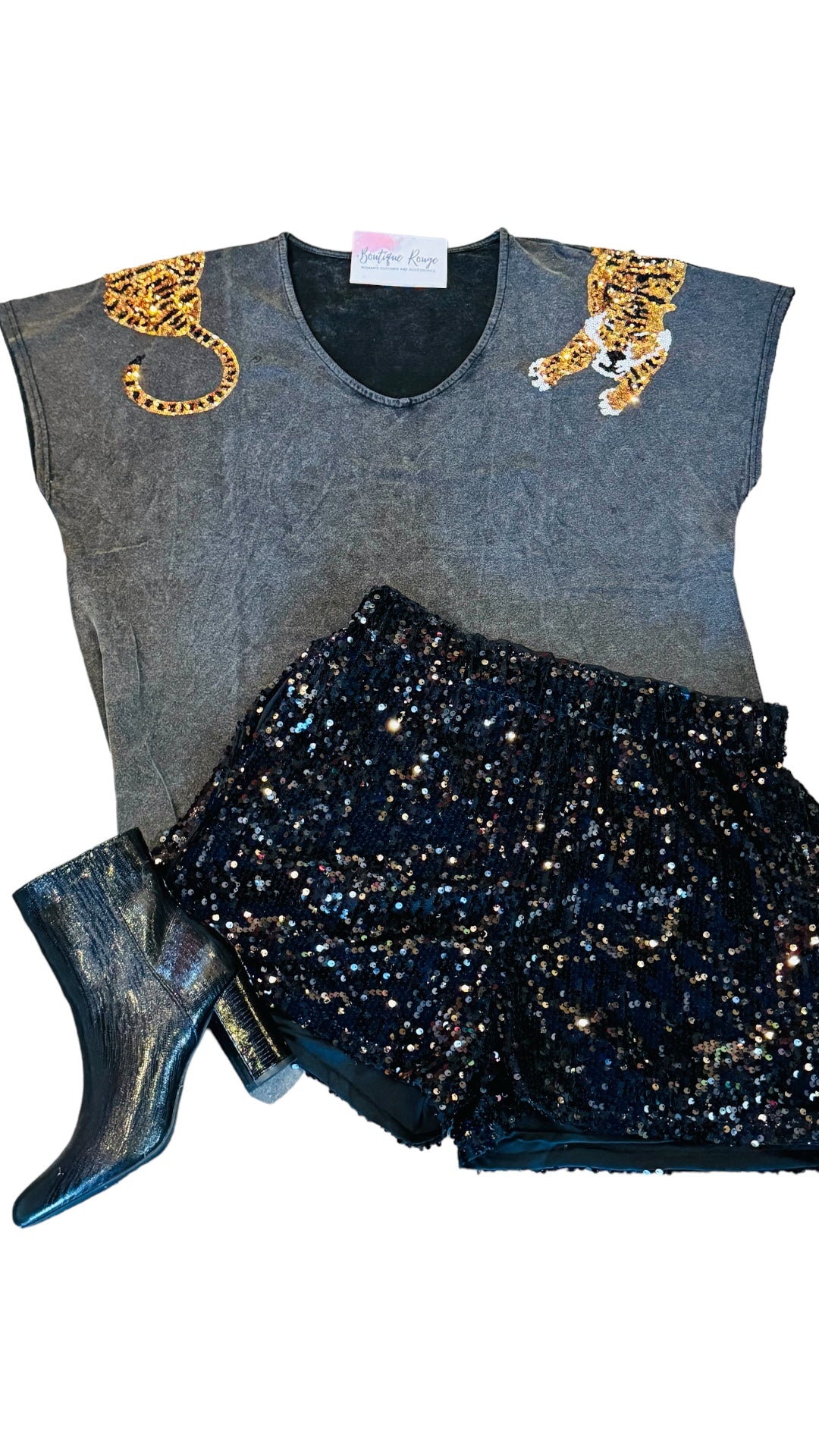 Crawling Around Sequin Tiger Top