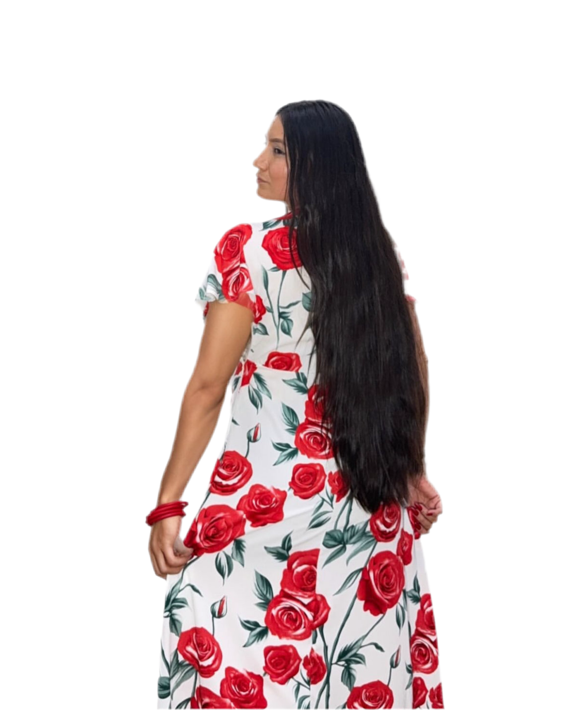 Red Rose Print Dress