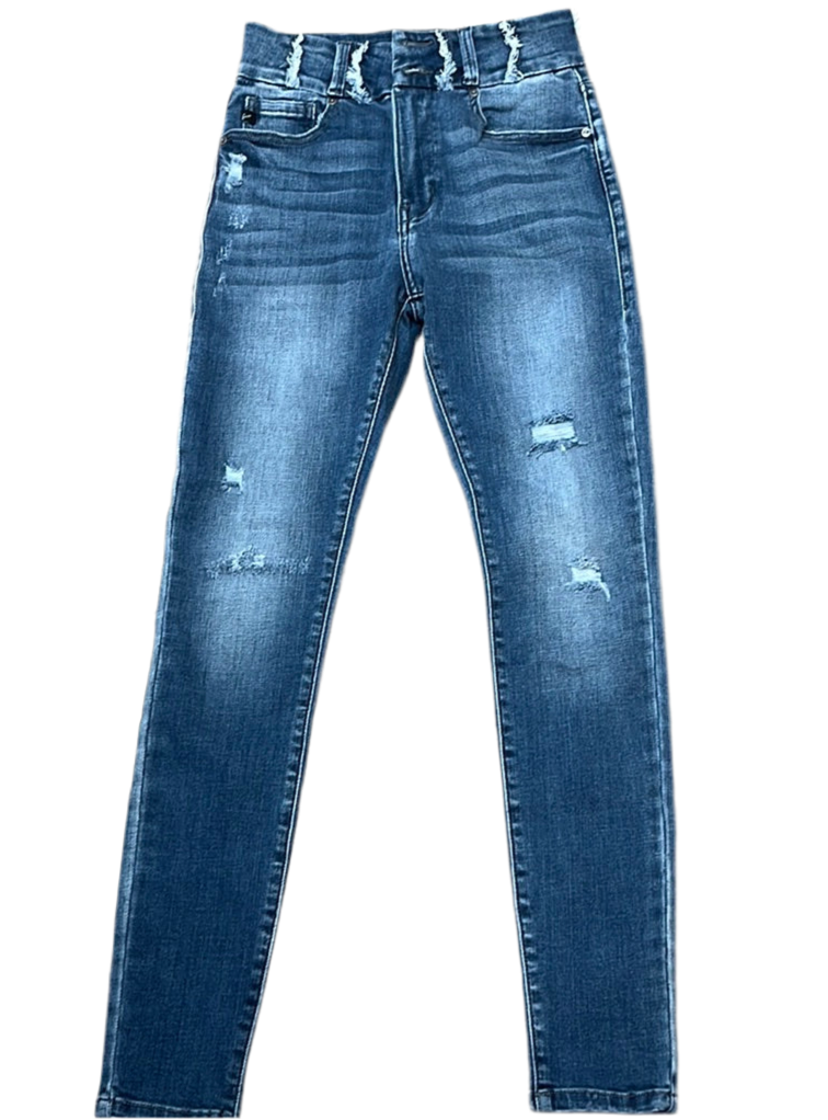 High Rise Super Skinny Med Blue