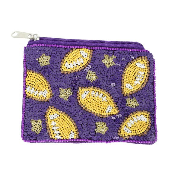 Sequin Football Coin Pouch