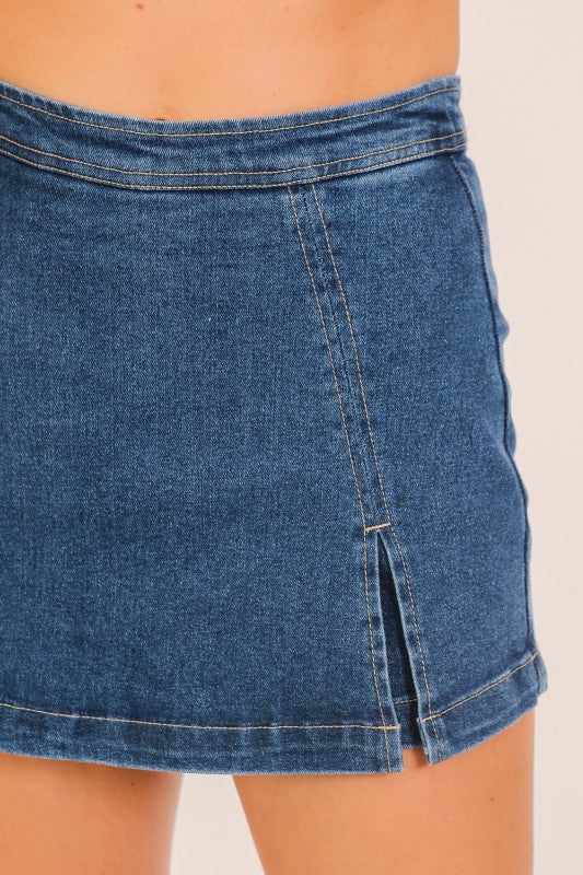 Mini Denim Skort w/zipper