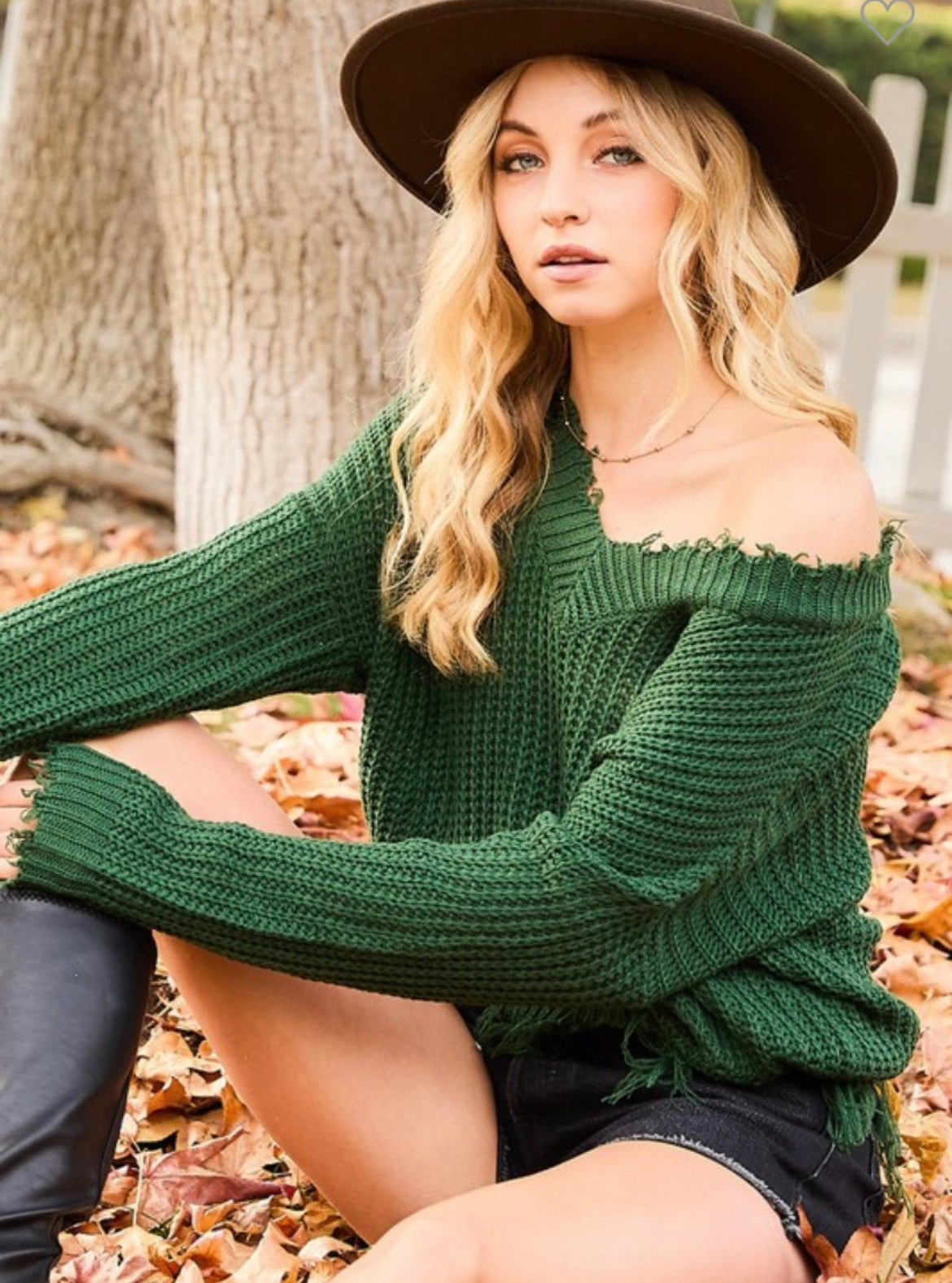 Frayed V Neck Sweater