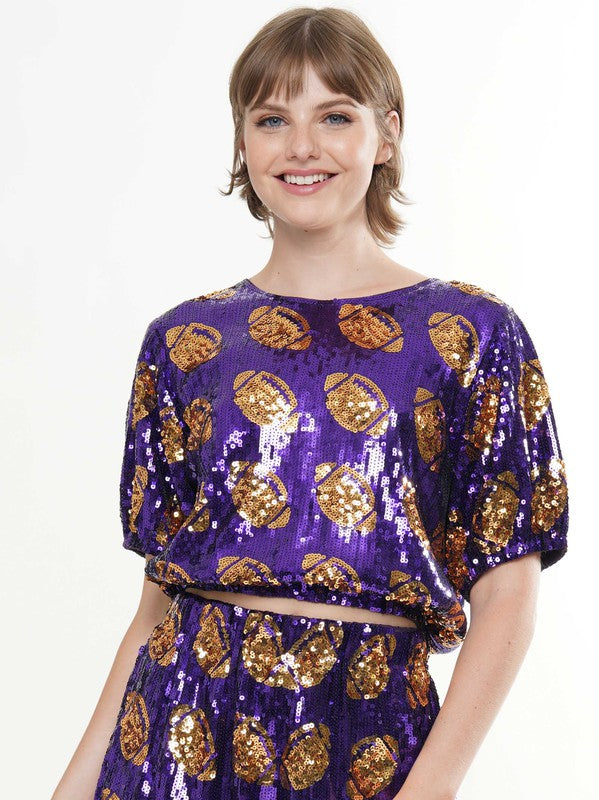 GAME DAY SEQUIN FOOTBALL TOP