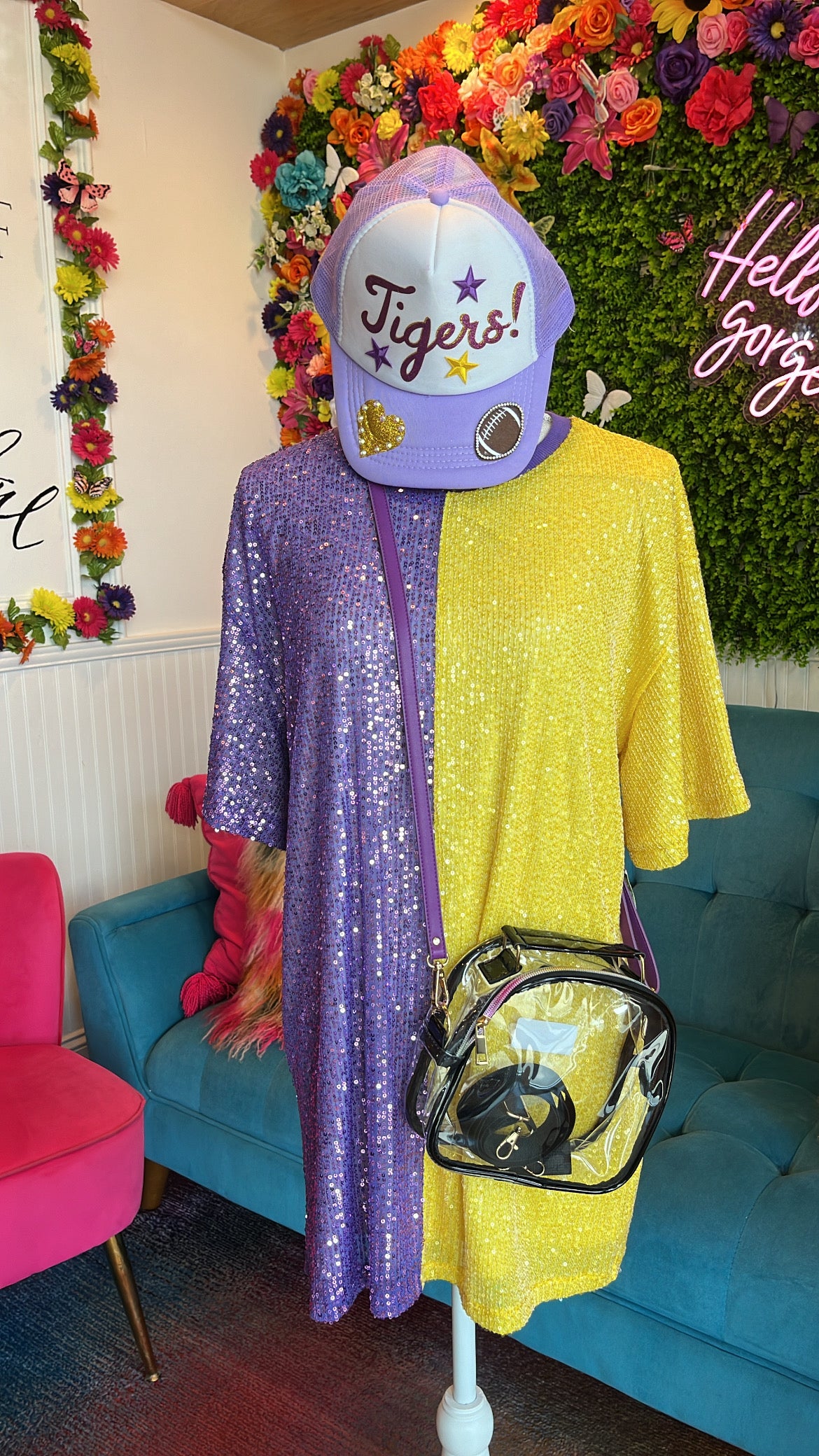 Purple & Gold Sequin Dress Gameday