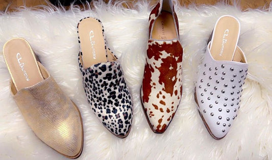 White Cooper Tumbled Studded Slide on Mule
