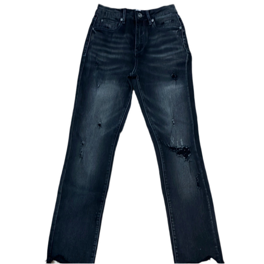 Grey Black High Rise Relaxed Skinny Jeans