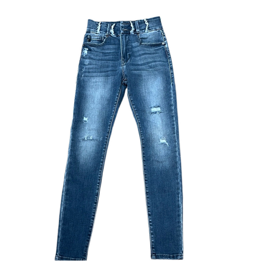 High Rise Super Skinny Med Blue