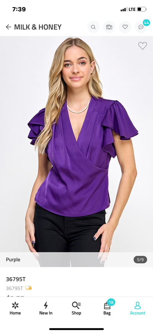 Ruffle Sleeve  Blouse