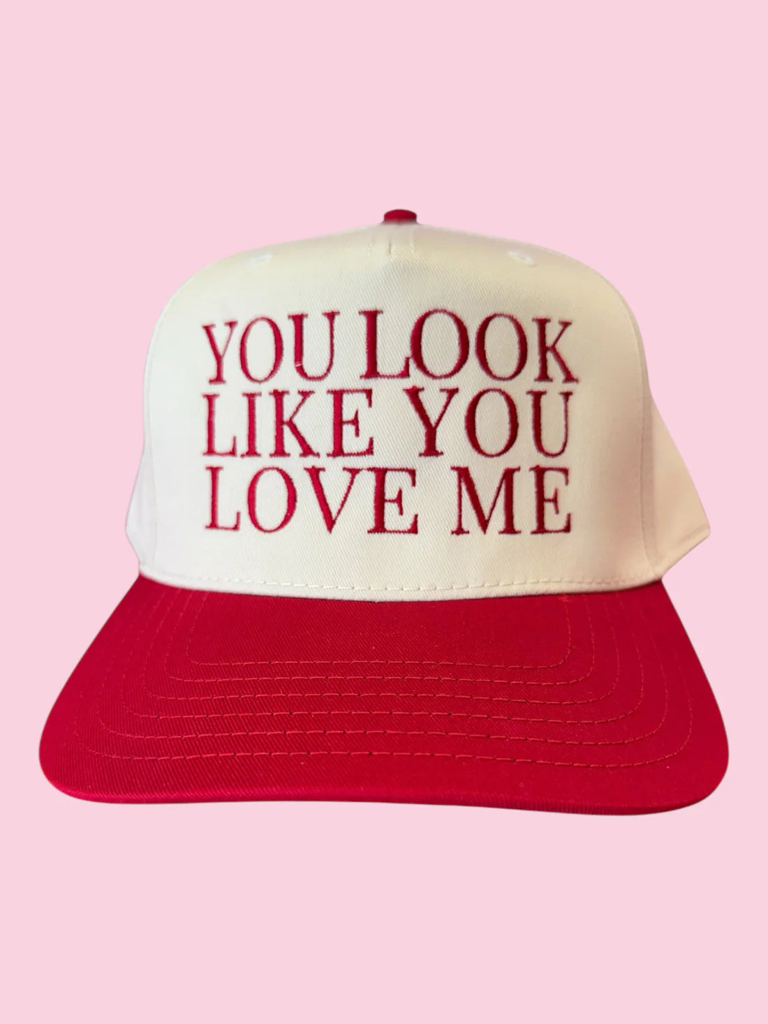 You Look Like You Love Me Canvas Trucker Hat (Red on Red)