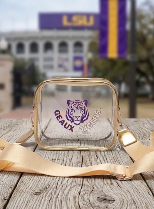 Geaux Tigers Gold Clear Crossbody Bag