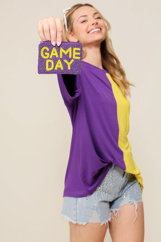 Purple/ Yellow Combo Top