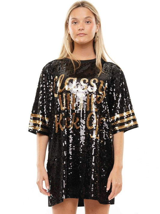 CLASSY TILL KICKOFF SEQUIN DRESS