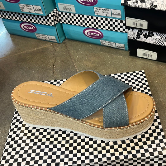 Blue Denim Wedge Sandal