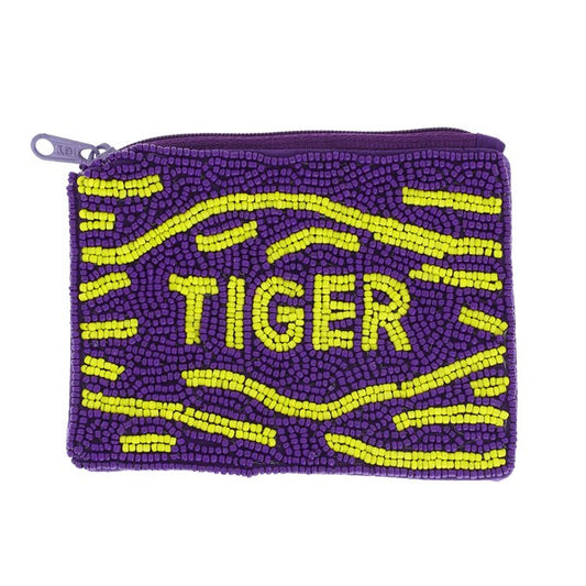 TIGER BEADED POUCH