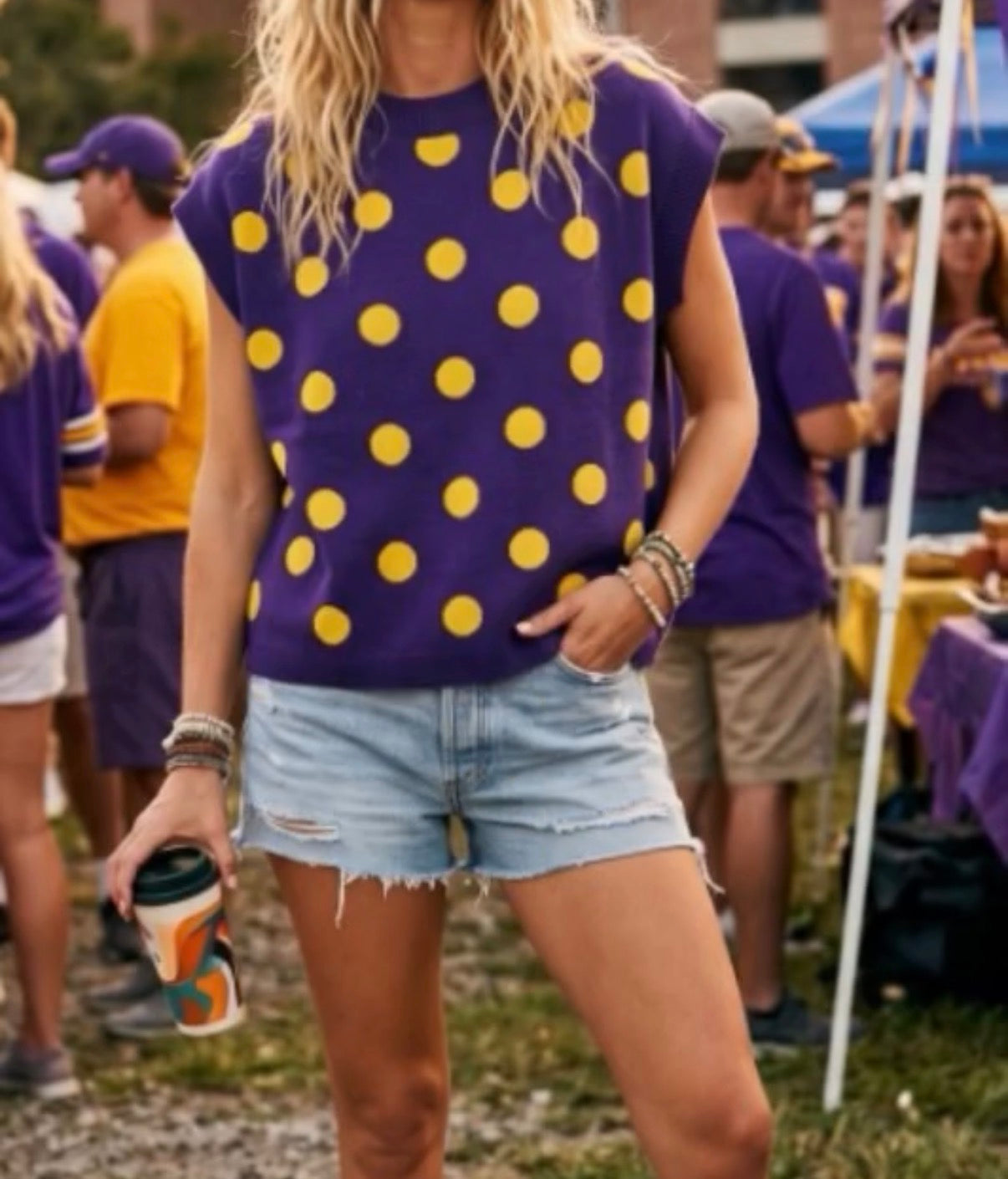 Gameday Polka Dot Sleeveless Knit Top