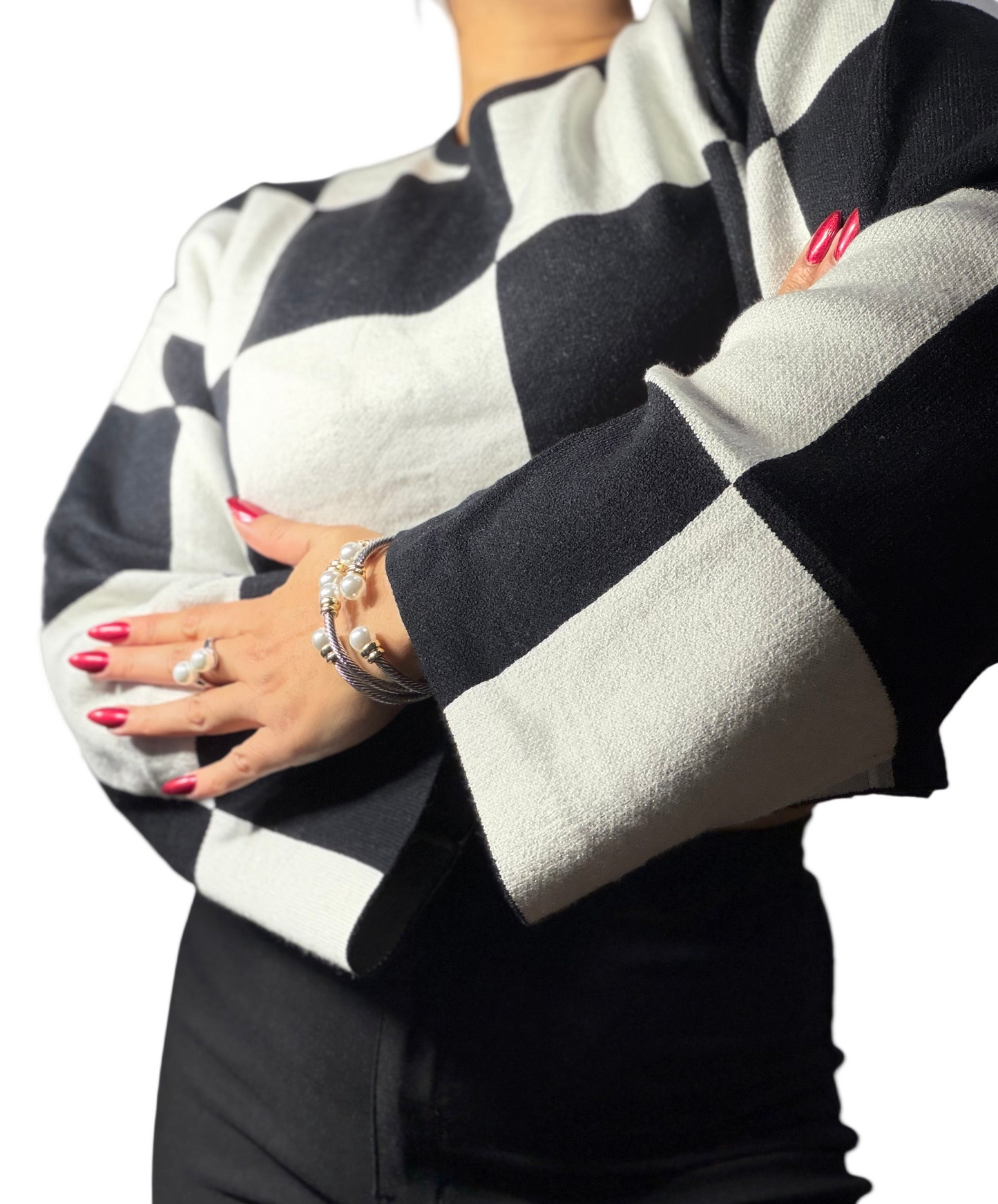 Christina Round Neck Checkered Top