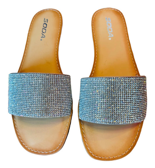 Justice Rhinestone Slides (Silver)