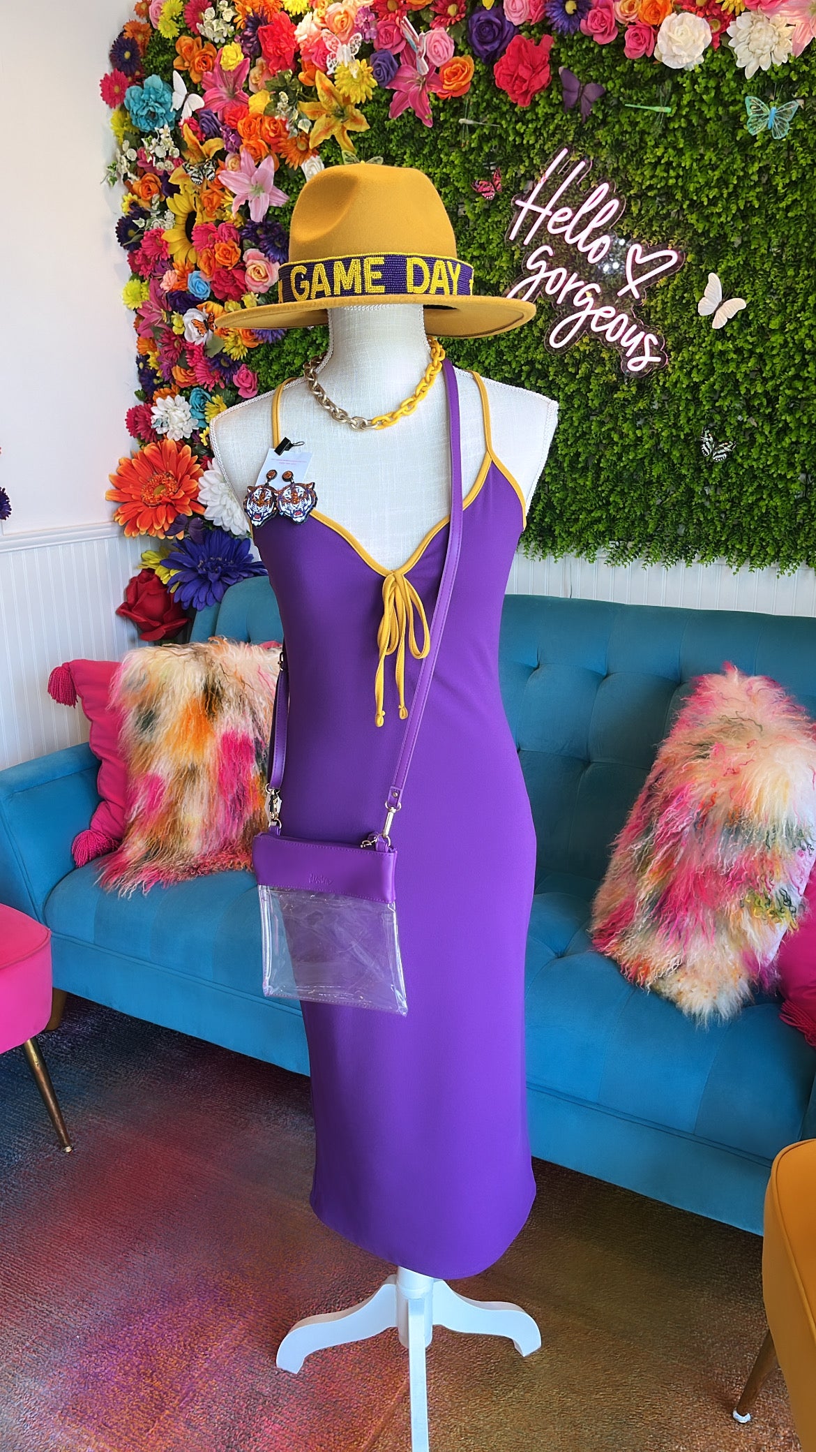 Geaux Tigahs Midi Bodycon Dress