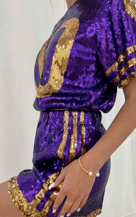 Purple/Gold LSU BOUJEE Shorts