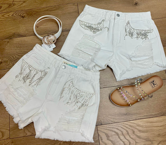 White Bling Shorts