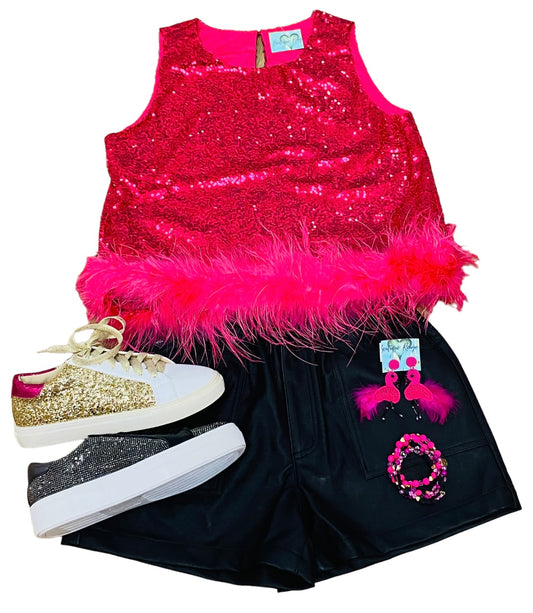 Be Sassy Sequin Feathered Top