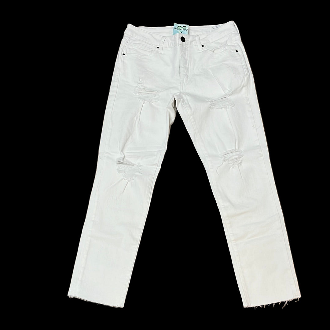 White Mid Rise Relaxed Skinny Jean